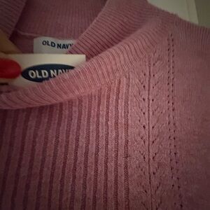 Old Navy Pink Crew Neck Sweater with Ribbed Knit